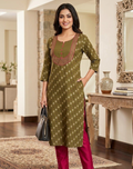 Green Printed Cotton Kurta