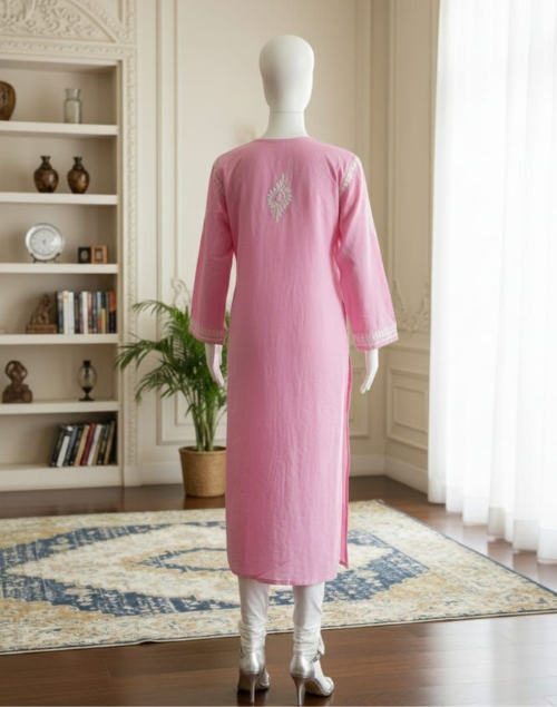 Light Pink Modal Silk Chikankari Kurta