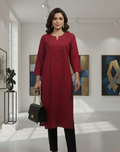 Maroon Modal Silk Chikankari Kurta