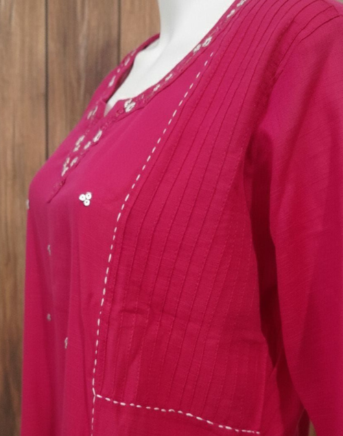 Dark Pink Cotton Kurta Pant Set