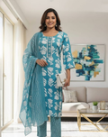 Firozi Printed Kurta Pant & Dupatta set