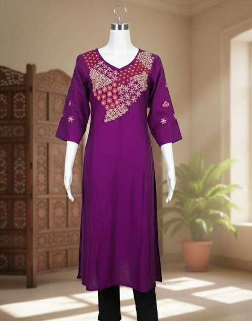 Purple Raw Silk Kurta