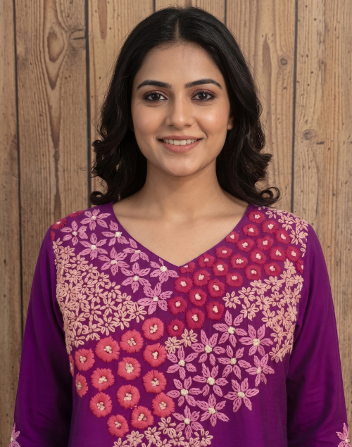 Purple Raw Silk Kurta