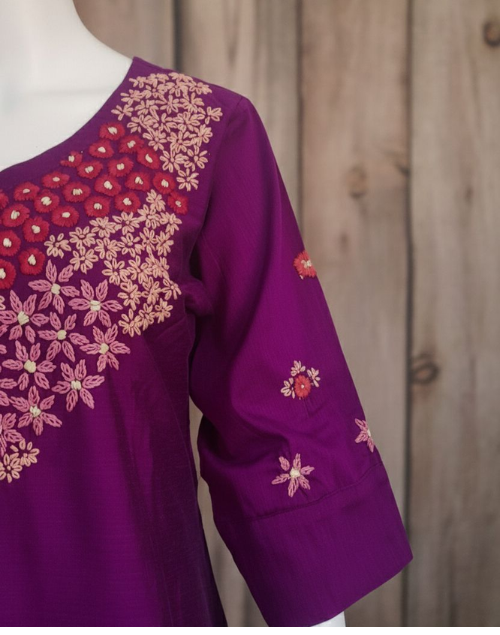 Purple Raw Silk Kurta