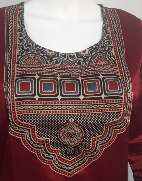 Red Mashru Silk Kurta