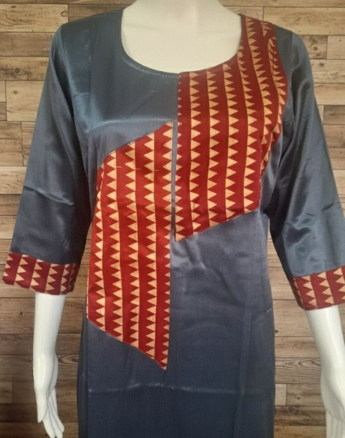 Charcoal Grey Mashru Silk Kurta