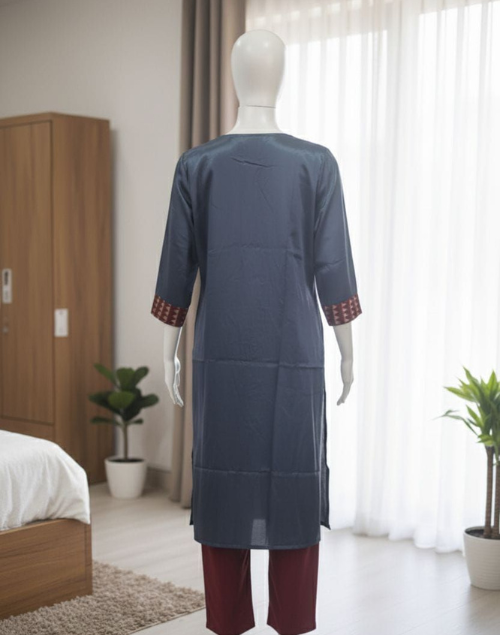 Charcoal Grey Mashru Silk Kurta